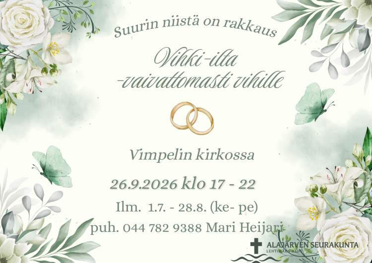 Vihki-ilta - vaivattomasti vihille Vimpelin kirkossa 26.9.2026